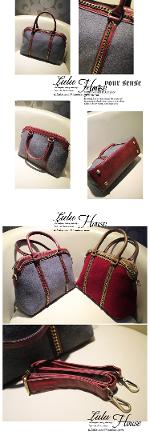 กระเป๋าLuluhouse รุ่นL95L-02Gray กระเป๋าแฟชั่นเกาหลี รุ่นนี้ดูดีมากค่ะ เป็นหนังพิเศษหนังกลับ (Nezi) 